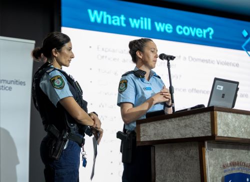 Police officers standing at a podium

Description automatically generated